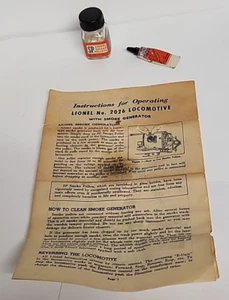 LIONEL LOCOMOTIVE Smoke Pellets - Tube of Lubricant - 2026 instruction Sheet - Foto 1 di 10