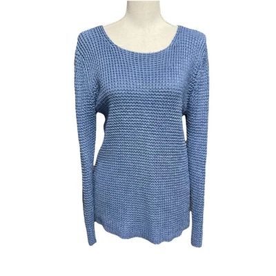 Salvatore Ferragamo Blue Knit Silk Pullover Sweater Long Sleeve Womens  Large - Image 1 of 4