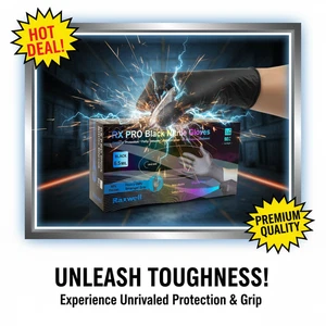 Heavy Duty Nitrile Disposable Gloves Latex Free | 6.5 Mil Black MEDIUM 100 pcs - Picture 1 of 18