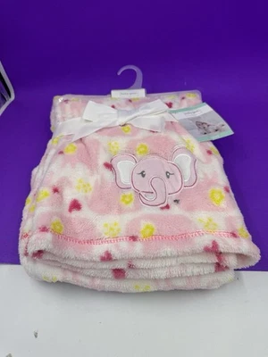 Baby Gear слон одеяло розовый сердца круги плюшевый мягкий флис милый 30 «x 36» - Изображение 1 из 4