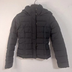 Abercrombie Kid Black Hooded Puffer Full Zip/Button Jacket Size XL - Picture 1 of 11