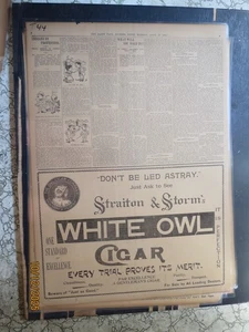 Tabak Geschichte Zeitung 44 WEISSE EULE ZIGARRENANZEIGE + INDIANER VON BERUF 1895 - Bild 1 von 1