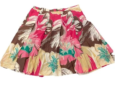 ANNE KLEIN Womens Thin Lite Cotton Silk Pleated Skirt Floral Lined Multicolor 22 - Image 1 of 4