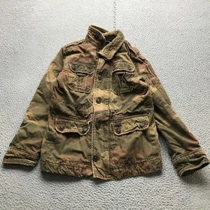 Abercrombie Grey Peak Camo Camouflage Military Quilted Jacket Boy Youth Medium M - Picture 1 of 9