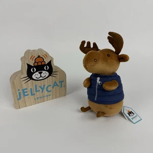 Jellycat Campfire Critter Moose 7” Retired Soft Toy Plush Blue Vest Animal BNWT - Picture 1 of 7