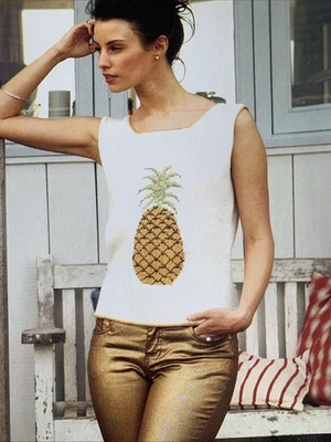 Knitting Pattern Pineapple Vest Top In Debbie Bliss Eco Baby Yarn - Image 1 of 4