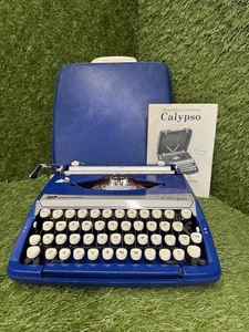 Vintage Smith-Corona Calypso 1960er blau tragbare Schreibmaschine & Koffer FUNKTIONIERT - Bild 1 von 18