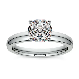 Anillo de compromiso semi montaje de oro blanco sólido de 14k corte redondo tamaños 6 6,5 7 - Imagen 1 de 10
