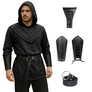 Renaissance Kettenhemd Rüstung Tunika Shirt Mittelalter Ritter Kostüm Set (schwarz, ... - Bild 1 von 5