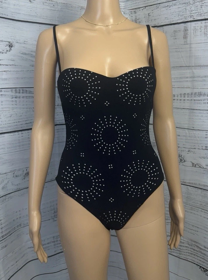 VTG Gianfranco Ferré Black One-Piece Swimsuit 34/M Italy Strapless Studded Wire - Image 1 of 4