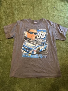 Carl Edwards Shirt Mens XL Gray NASCAR Racing 99 Fastenal Roush Fenway Blue Team - Picture 1 of 8