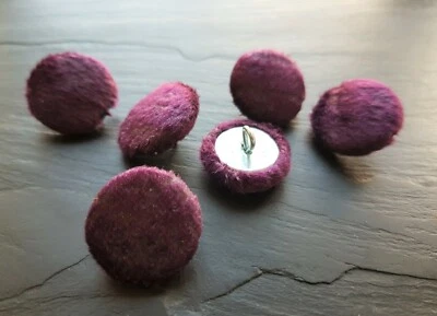 Aubergine velvet fabric covered buttons 14, 19, 23, 25 or 31mm packs of buttons - Image 1 of 4