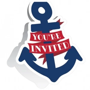 Nautical Baby Anchor Foldover Invitations 8 Pack 4" x 5" Anchor Nautical Invites - Picture 1 of 2