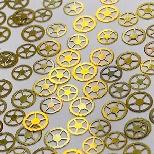 50 Flat Watch Wheel 5mm Gold Copper Oil Slick Steampunk Gear Part Watchmaker Lot - Picture 1 of 6