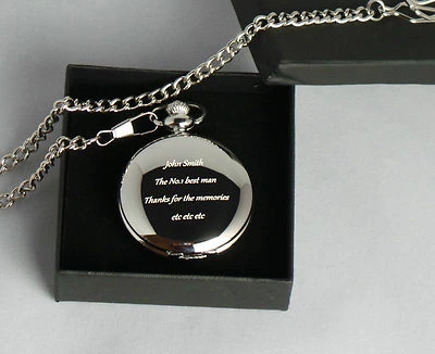 Godparent Gifts Silver Plated Personalised Pocket Watch Gift Box Christening - Image 1 of 4