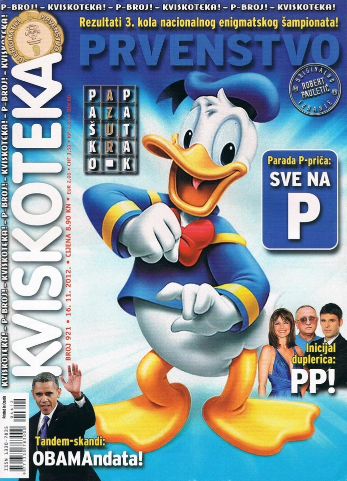 KVISKOTEKA #921 2012 CROATIAN CROSSWORDS MAGAZINE cover DONALD DUCK - Image 1 of 1