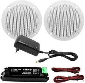 Herdio 2x4" 160W Ceiling Speakers Waterproof Stereo Bluetooth Amplifier Receiver - Picture 1 of 12