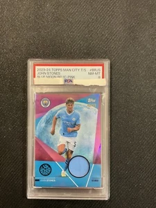 2023-24 Topps Manchester City John Stones Blue Moon Relic-Pink #BRJS PSA 8 86/99 - Picture 1 of 2