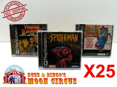 DR. RETRO 25x SONY PS1 PLAYSTATION ONE CIB CD - CLEAR PROTECTIVE BOX PROTECTOR SLEEVE CASE