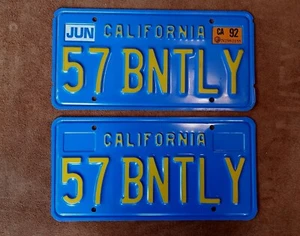 California License Plates CA Pair 57 BENTLY Qty: 2 - 1 Pair - Picture 1 of 4