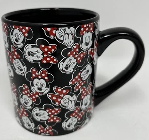 Disney - Minnie Mouse Faces All Over Print on Black-Ceramic Coffee Mug 14 Oz - Picture 1 of 6