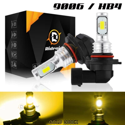 2x 3000K Golden Yellow 9006 HB4 Fog Light CSP LED Headlight Bulbs Conversion Kit - Image 1 of 4