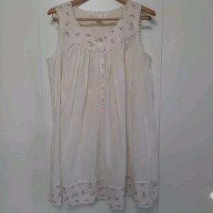 Eileen West Nightgown White Sleeveless Victorian Cottage 100% Cotton Medium - Picture 1 of 8