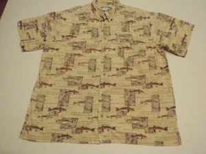 Columbia Sportswear River Lodge Button Up Shirt Men Large Salt Water Fish - Picture 1 of 5