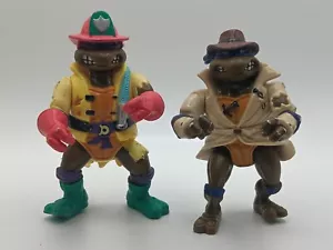 Vintage 1991 Hose 'em Down Don pompiere + trench cappotto Donatello TMNT - Foto 1 di 9