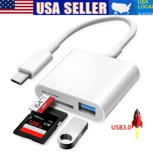3 in 1 Type C OTG Adapter SD/TF Memory Card Reader for iPhone15 Pro/iPad/Samsung - Picture 1 of 9