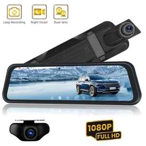 Rear View Mirror Dash Cam 9.66" Full Touch Screen WiFi 1080P Front Rear Car DVR - Picture 1 of 22