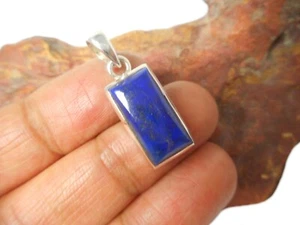 Colgante de piedras preciosas de plata de ley 925 rectangular azul de lapislázuli - Imagen 1 de 5