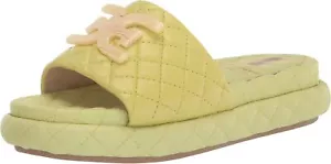 Sam Edelman Karinda Kiwi Rounded Open Toe Slip On Cushioned Slides Flat Sandals - Picture 1 of 6