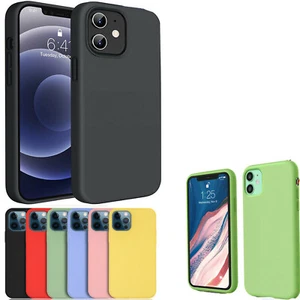 Funda de silicona para iPhone 12 Pro Max 11 XR SE 2 suave genuina cubierta de goma líquida - Imagen 1 de 30