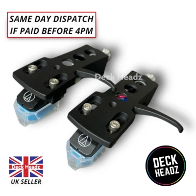 2 x Black Headshells With Audio Technica AT-VM95C Cartridges & Styluses - Image 1 of 4