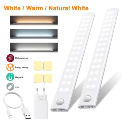LED Unterbauleuchte mit Bewegungsmelder USB Lichtleiste Küche Schrank Nachtlampe - Bild 1 von 4