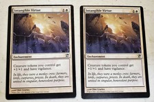 MISCUT MISPRINT X2 Intangible Virtue -MP- Innistrad MTG Magic Cards SEE IMAGES
