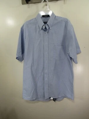 Camisa de vestir puritana para hombre talla 16,5 azul botón frontal manga corta bolsillo Foto 1 de 4