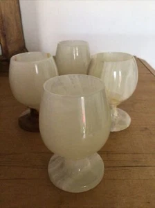Vintage Marble Onyx Alabaster Egg Cups X 4 Agate Mineral Collectable - Picture 1 of 9