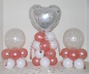 WEDDING DAY- Rose Gold - 3 Pack Party set -Table Balloon Decoration Display Kit - Picture 1 of 4