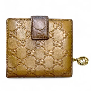 【 DDP 】 GUCCI Guccissima Leather Bifold Wallet Coin Purse Brown Women Authentic - Picture 1 of 10