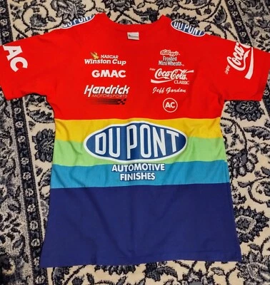Camisa Jeff Gordon Vintage Años 90 Nascar Dupont Patrocinadores Para Hombre AOP Talla L Foto 1 de 4