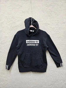 Adidas Boys Sweatshirt Large Black Fleece Long Sleeve Hoodie Pocket Pullover 13Y - Picture 1 of 19