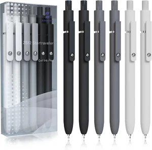 Gel Pens,6 Pcs 0.5Mm Fine Point Black Ink Pens with Smooth Writing,Quick Dry Pen - Picture 1 of 12