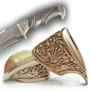 NEW! Set of Knives Finger Guard & Pommel Bronze Bolster for Custom Knife #42 - Picture 1 of 8