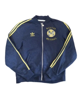 Adidas NCAA Michigan Wolverines Chaqueta de Pista Cremallera Completa Trifolio Azul Universidad NFL - Imagen 1 de 7