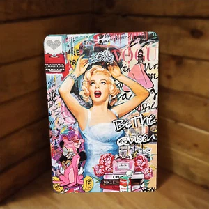 Letrero de póster de metal de 12"x8" de arte pop de Marilyn Monroe y Pantera Rosa - Imagen 1 de 2