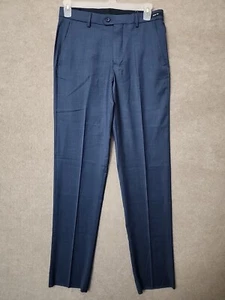 Jos A Bank Slim Fit Traveler Dress Pants Mens 32 Regular Blue Unhemmed Wool NEW - Picture 1 of 12