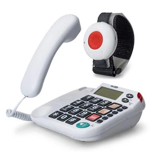 KX481SOS Hausnotruf Telefon mit Notrufarmband schnurgebundenes Festnetztelefo... - Photo 1/7