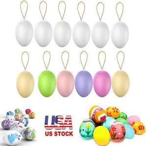 12PCS Painted Colorful DIY Ornaments Easter Eggs Hanging Home Party Decoration - Picture 1 of 20